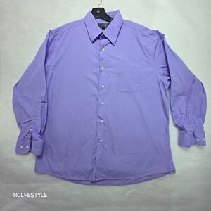Colours Alexander Julian Mens XL 17.5 Purple Button Down Dress Shirt Long Sleeve